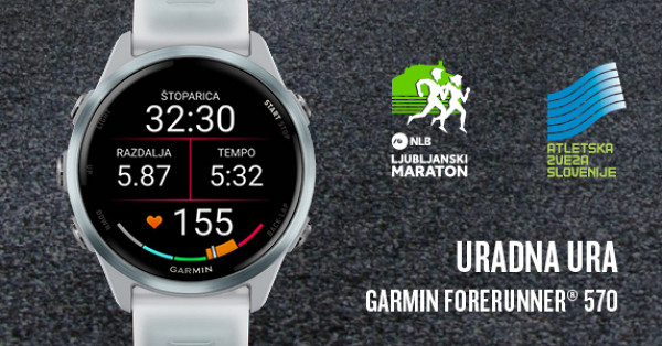 Garmin Forerunner 570 je uradna ura NLB Ljubljanskega maratona in Atletske zveze Slovenije